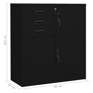 Ντουλάπα Γραφείου Μαύρη 90 x 40 x 102 εκ. Ατσάλινη