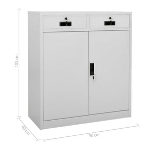 Ντουλάπα Γραφείου Ανοιχτό Γκρι 90 x 40 x 102 εκ. Ατσάλινη