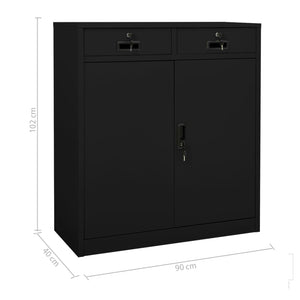 Ντουλάπα Γραφείου Μαύρη 90 x 40 x 102 εκ. Ατσάλινη