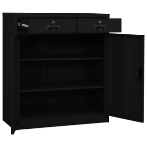 Ντουλάπα Γραφείου Μαύρη 90 x 40 x 102 εκ. Ατσάλινη