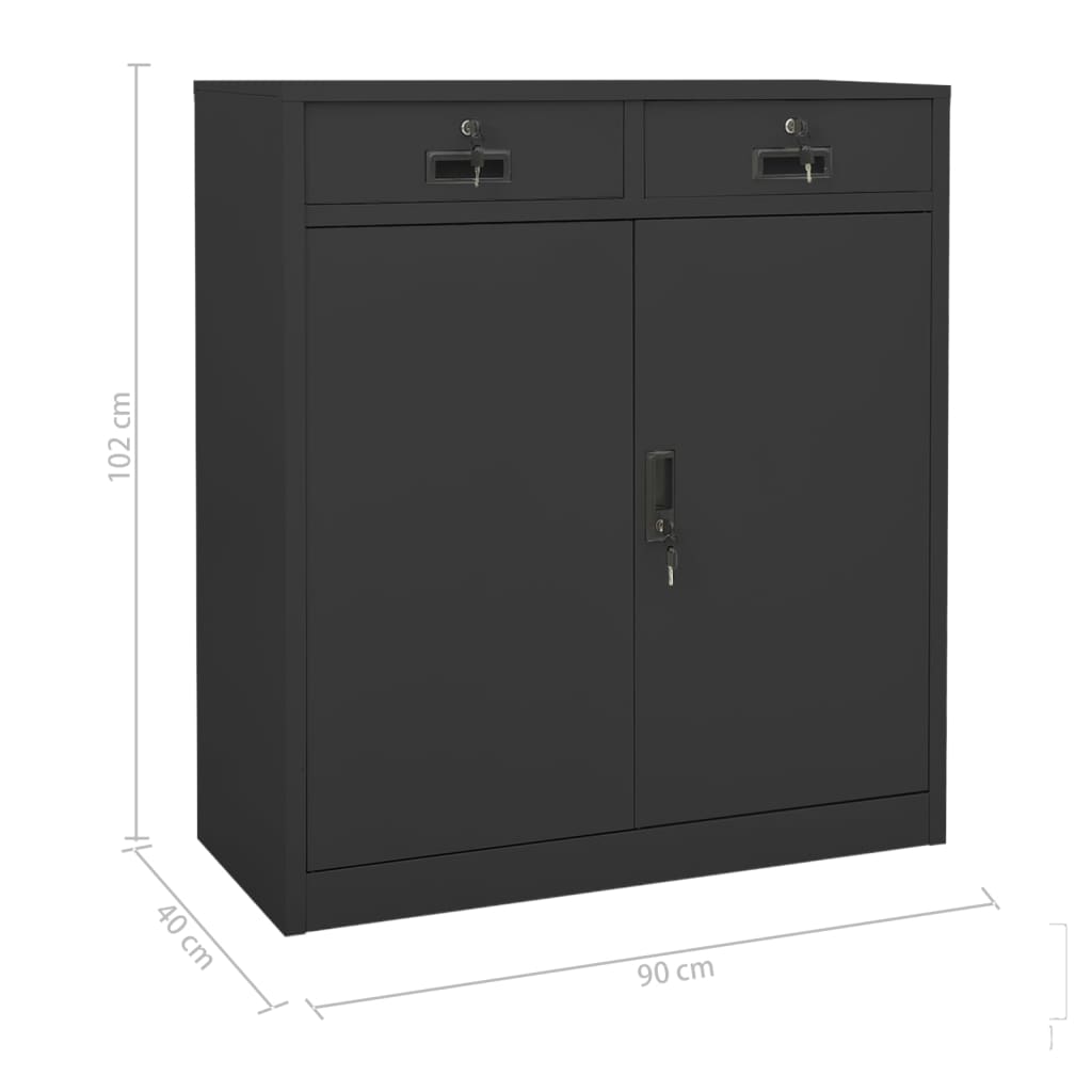 Ντουλάπα Γραφείου Ανθρακί 90 x 40 x 102 εκ. Ατσάλινη