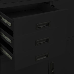 Ντουλάπα Γραφείου Μαύρη 90 x 40 x 180 εκ. Ατσάλινη