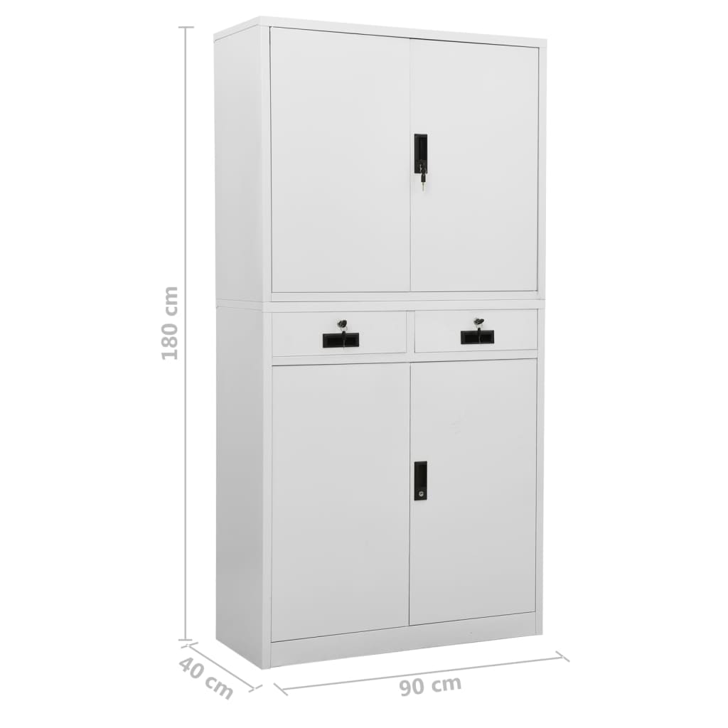 Ντουλάπα Γραφείου Ανοιχτό Γκρι 90 x 40 x 180 εκ. Ατσάλινη