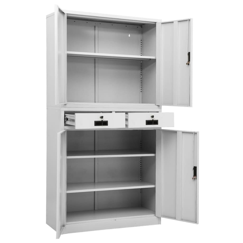 Ντουλάπα Γραφείου Ανοιχτό Γκρι 90 x 40 x 180 εκ. Ατσάλινη