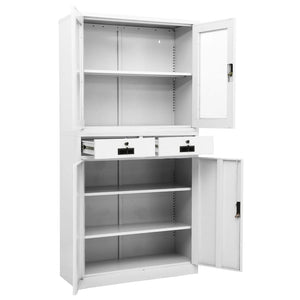 Ντουλάπα Γραφείου Λευκή 90 x 40 x 180 εκ Ατσάλι / Ψημένο Γυαλί - Pakobazaar