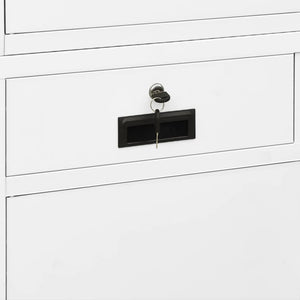 Ντουλάπα Γραφείου Λευκή 90 x 40 x 180 εκ Ατσάλι / Ψημένο Γυαλί - Pakobazaar