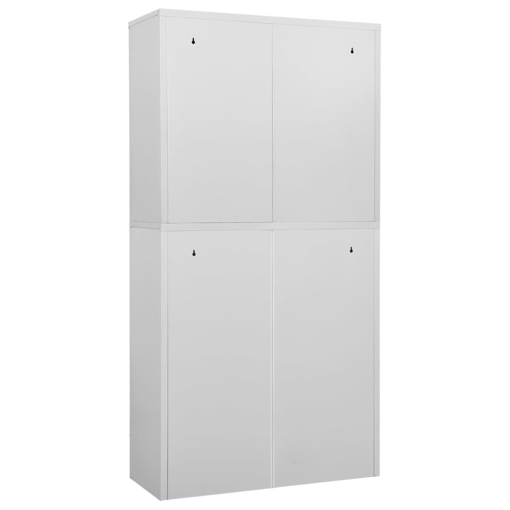 Ντουλάπα Γραφείου Ανοιχτό Γκρι 90x40x180 εκ Ατσάλι/Ψημένο Γυαλί