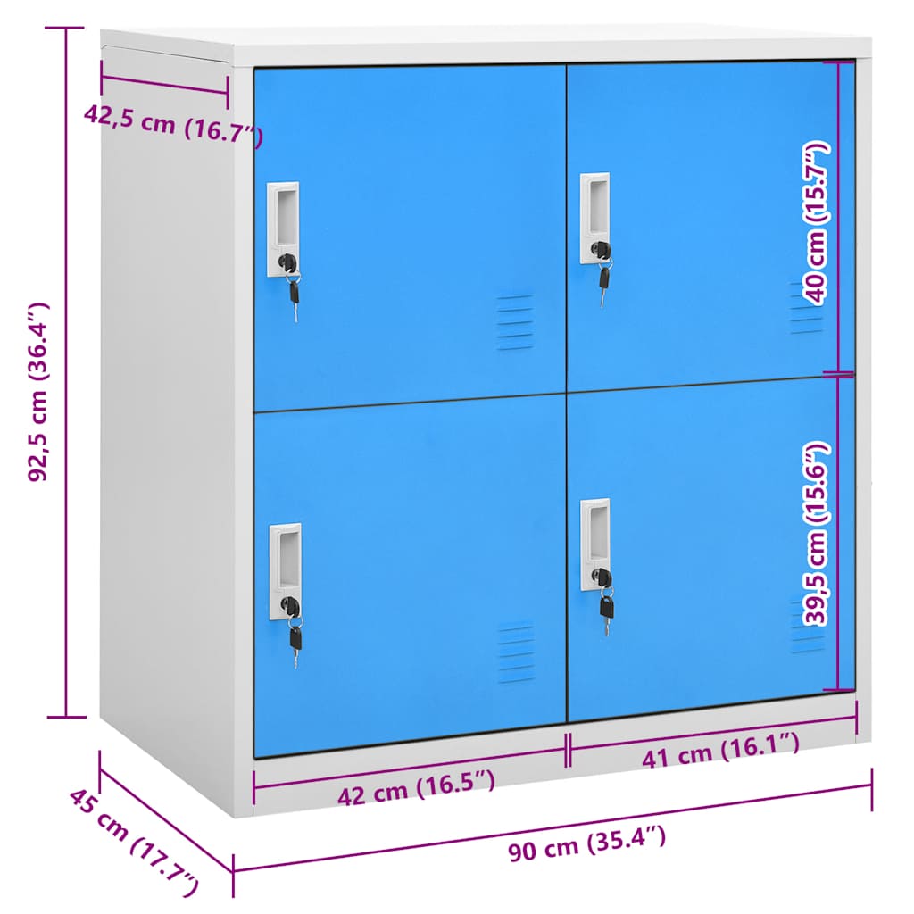 Φοριαμός Ανοιχτό Γκρι / Μπλε 90 x 45 x 92,5 εκ. Ατσάλινος