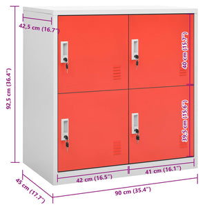 Φοριαμός Ανοιχτό Γκρι / Κόκκινο 90 x 45 x 92,5 εκ. Ατσάλινος