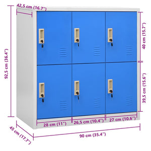 Φοριαμός Ανοιχτό Γκρι / Μπλε 90 x 45 x 92,5 εκ. Ατσάλινος