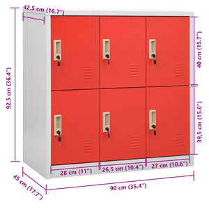 Φοριαμός Ανοιχτό Γκρι / Κόκκινο 90 x 45 x 92,5 εκ. Ατσάλινος - Pakobazaar