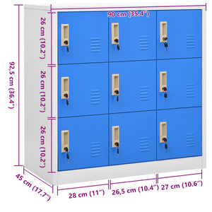 Φοριαμός Ανοιχτό Γκρι / Μπλε 90 x 45 x 92,5 εκ. Ατσάλινος