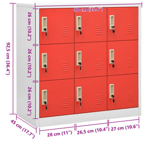 Φοριαμός Ανοιχτό Γκρι / Κόκκινο 90 x 45 x 92,5 εκ. Ατσάλινος