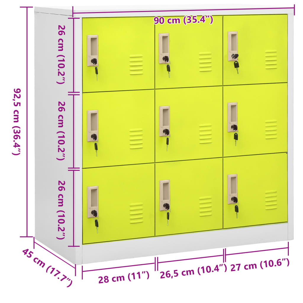 Φοριαμός Ανοιχτό Γκρι / Πράσινο 90 x 45 x 92,5 εκ. Ατσάλινος