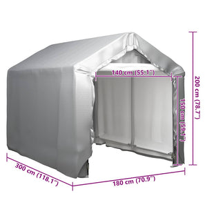 Τέντα Αποθήκευσης Γκρι 180 x 300 εκ. Ατσάλινη - PAKOBAZAAR