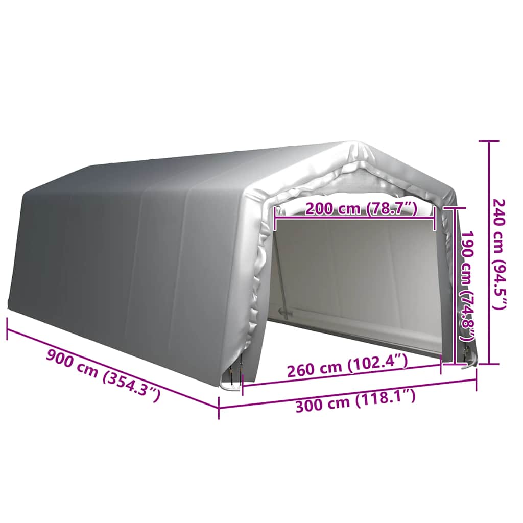 Τέντα Αποθήκευσης Γκρι 300 x 900 εκ. Ατσάλινη - PAKOBAZAAR