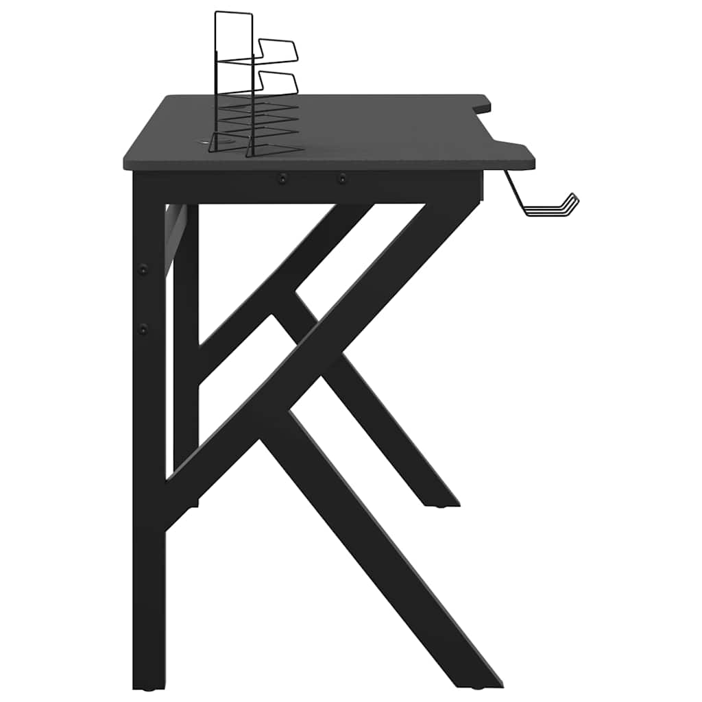 Γραφείο Gaming Μαύρο 90 x 60 x 75 εκ. με Πόδια σε Σχήμα Κ