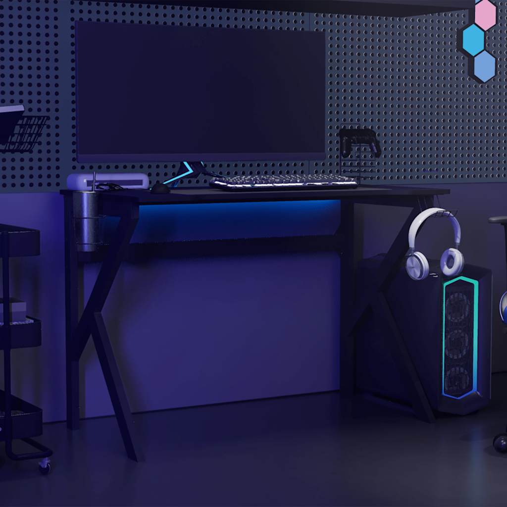 Γραφείο Gaming Μαύρο 110 x 60 x 75 εκ. με Πόδια σε Σχήμα Κ