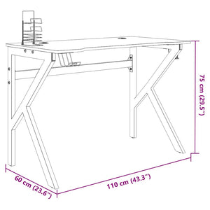 Γραφείο Gaming Μαύρο 110 x 60 x 75 εκ. με Πόδια σε Σχήμα Κ