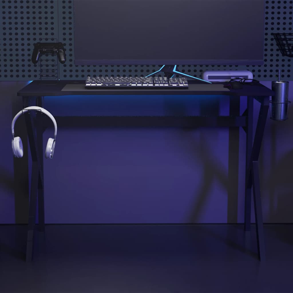 Γραφείο Gaming Μαύρο 110 x 60 x 75 εκ. με Πόδια σε Σχήμα Κ