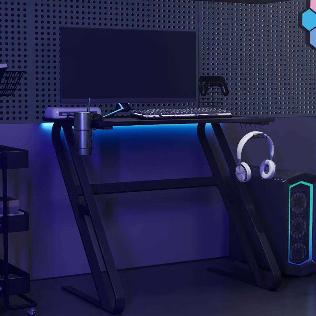 Γραφείο Gaming Μαύρο 90 x 60 x 75 εκ. με Πόδια σε Σχήμα ΖΖ