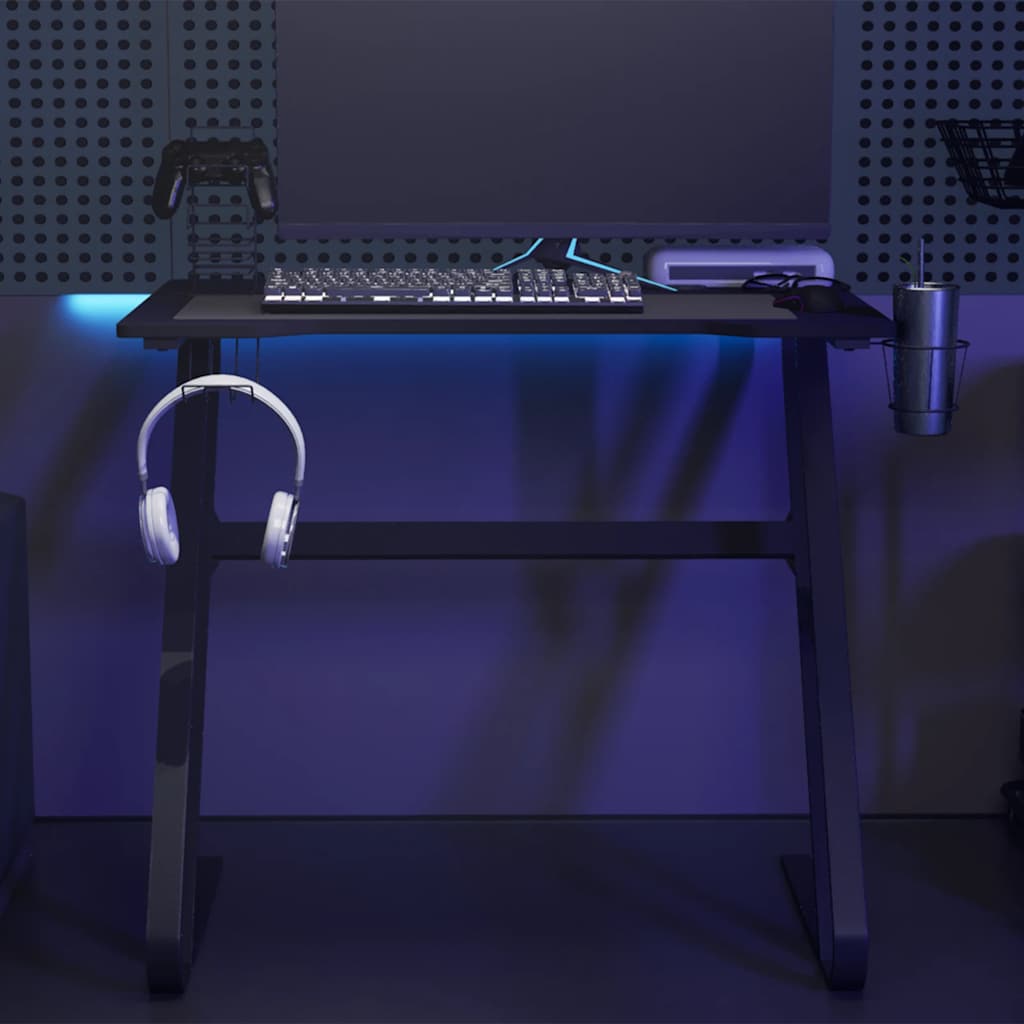 Γραφείο Gaming Μαύρο 90 x 60 x 75 εκ. με Πόδια σε Σχήμα ΖΖ