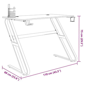 Γραφείο Gaming Μαύρο 110 x 60 x 75 εκ. με Πόδια σε Σχήμα ΖΖ - Pakobazaar