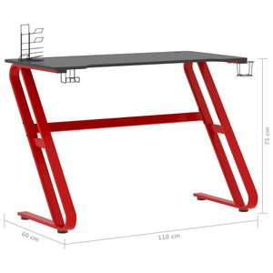 Γραφείο Gaming Μαύρο/Κόκκινο 110x60x75 εκ. με Πόδια σε Σχήμα ΖΖ