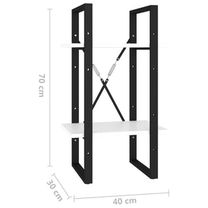 Βιβλιοθήκη με 2 Ράφια Λευκή 40 x 30 x 70 εκ. από Επεξ. Ξύλο