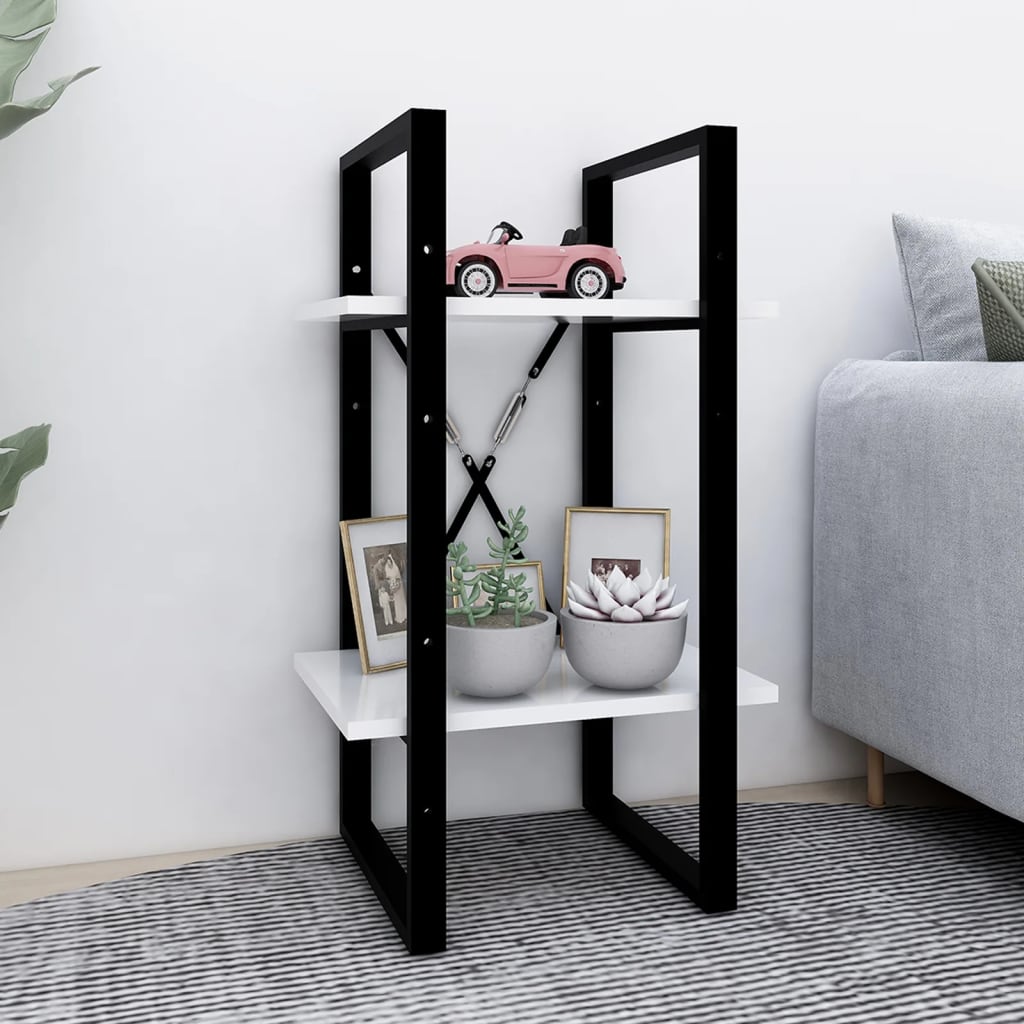 Βιβλιοθήκη με 2 Ράφια Λευκή 40 x 30 x 70 εκ. από Επεξ. Ξύλο