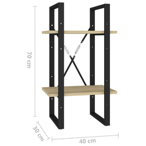 Βιβλιοθήκη με 2 Ράφια Sonoma Δρυς 40 x 30 x 70 εκ. Επεξ. Ξύλο