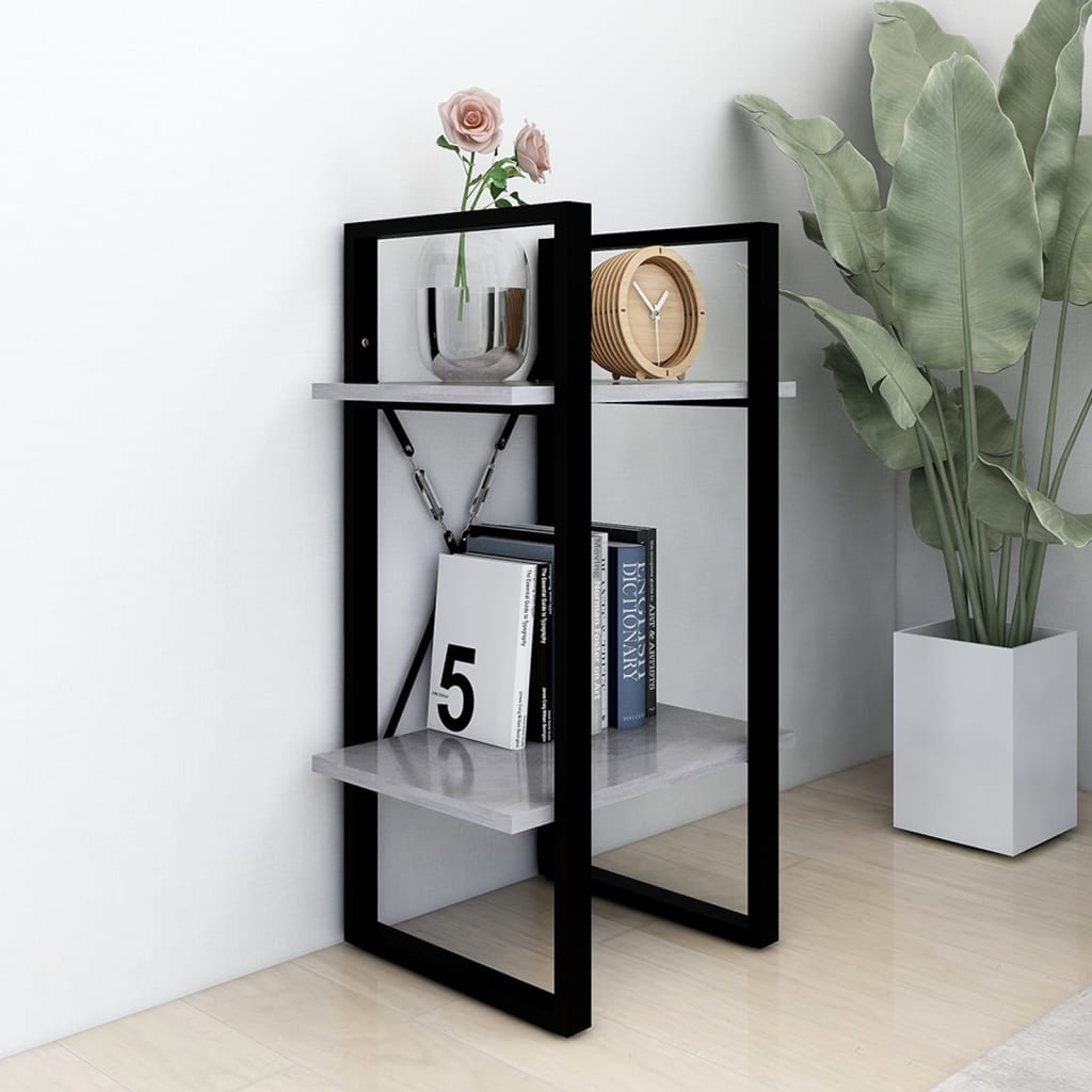 Βιβλιοθήκη με 2 Ράφια Γκρι Σκυρ. 40 x 30 x 70 εκ. Επεξ. Ξύλο