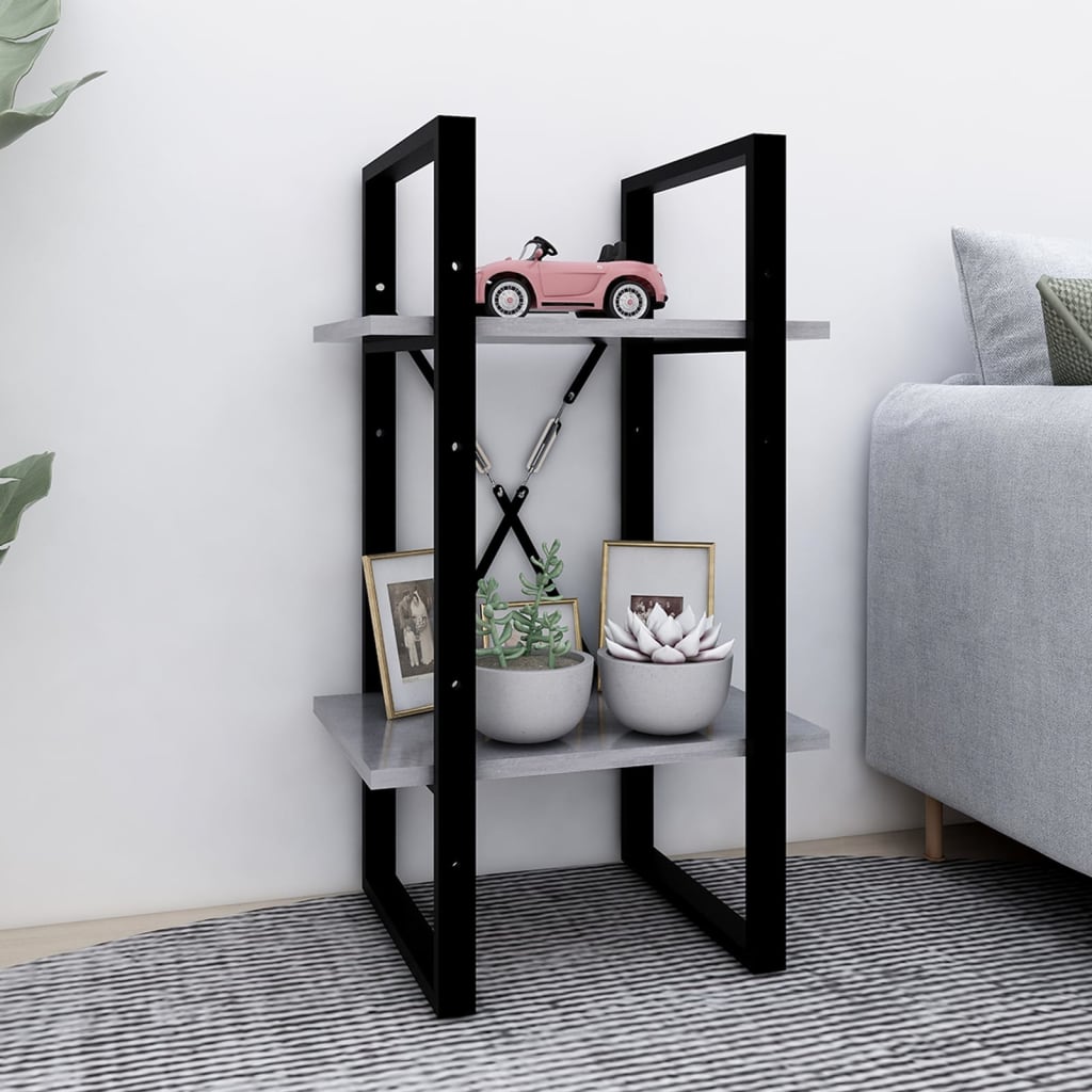 Βιβλιοθήκη με 2 Ράφια Γκρι Σκυρ. 40 x 30 x 70 εκ. Επεξ. Ξύλο