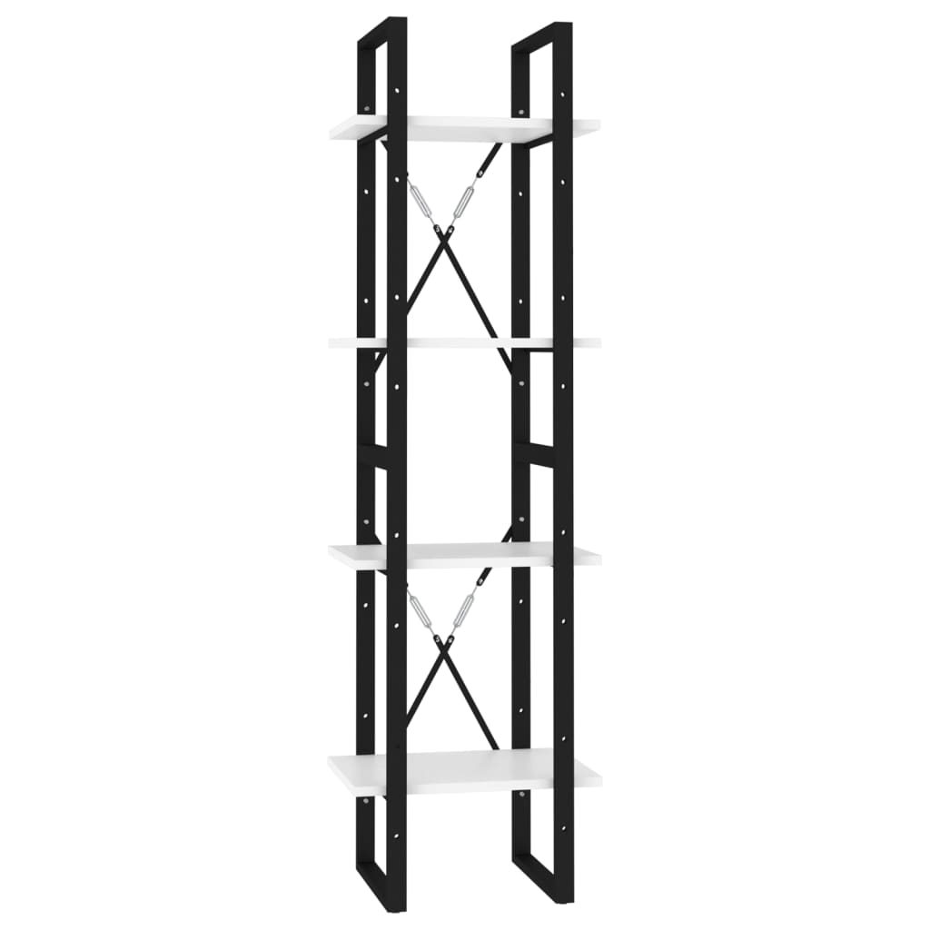 Βιβλιοθήκη με 4 Ράφια Λευκή 40 x 30 x 140 εκ. από Επεξ. Ξύλο