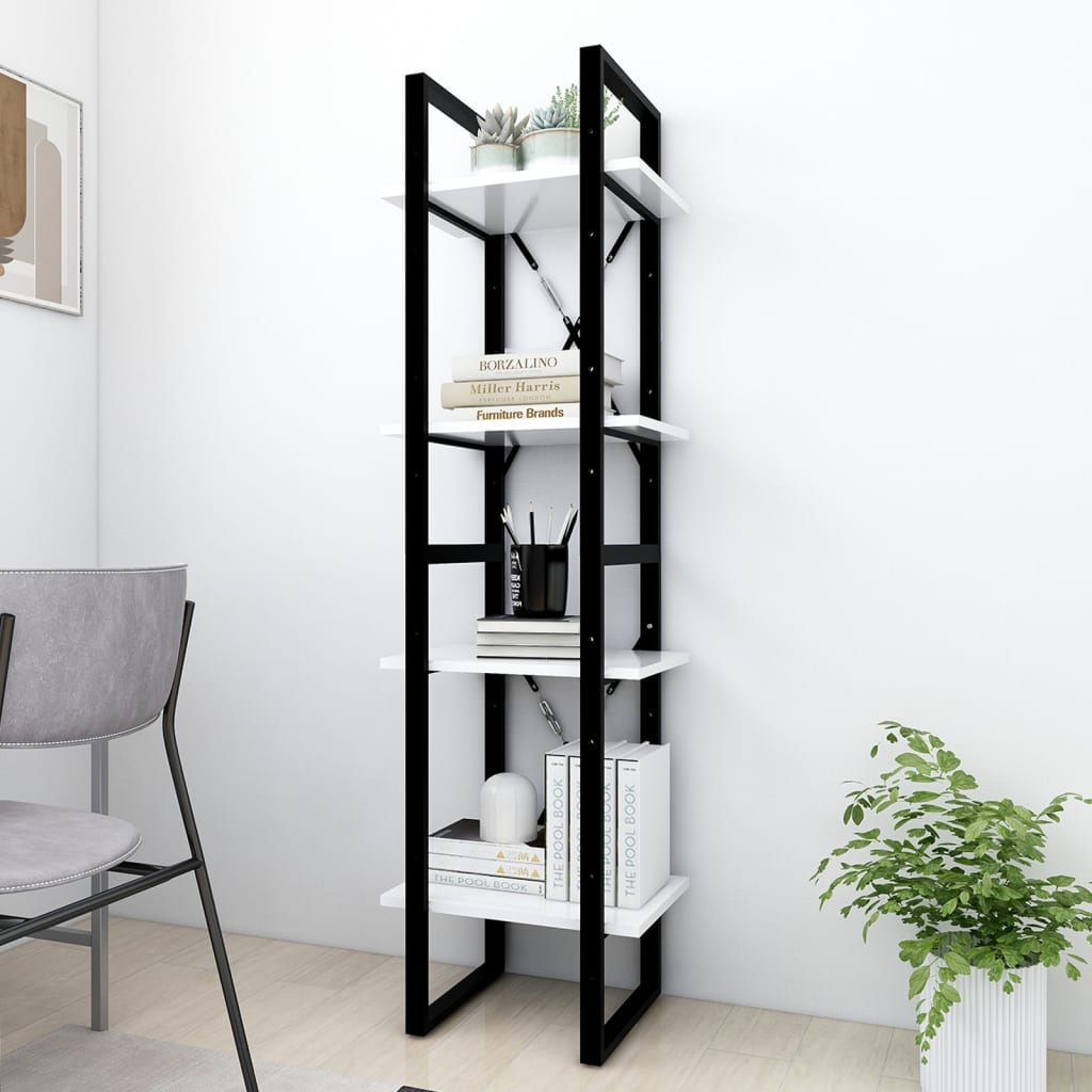 Βιβλιοθήκη με 4 Ράφια Λευκή 40 x 30 x 140 εκ. από Επεξ. Ξύλο