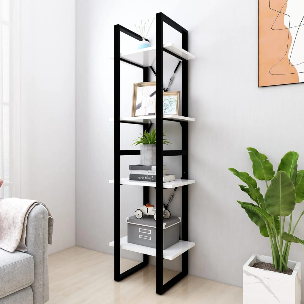 Βιβλιοθήκη με 4 Ράφια Λευκή 40 x 30 x 140 εκ. από Επεξ. Ξύλο