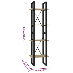 Βιβλιοθήκη με 4 Ράφια Sonoma Δρυς 40x30x140 εκ. από Μοριοσανίδα
