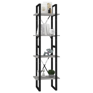 Βιβλιοθήκη με 4 Ράφια Γκρι Σκυροδέματος 40x30x140εκ Επεξ. Ξύλο