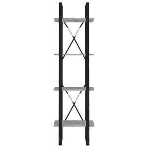 Βιβλιοθήκη με 4 Ράφια Γκρι Σκυροδέματος 40x30x140εκ Επεξ. Ξύλο