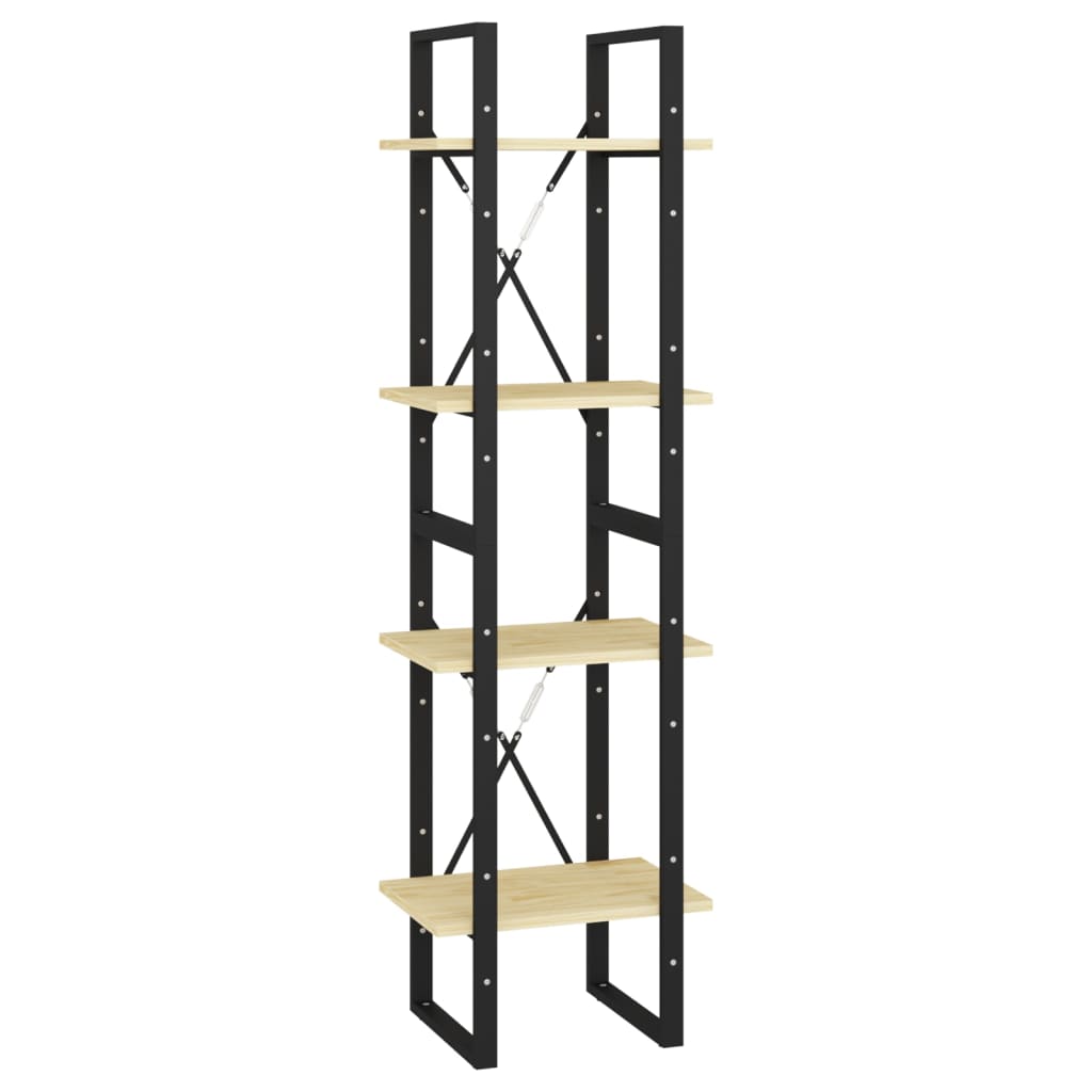 Βιβλιοθήκη με 4 Ράφια από Μασίφ Ξύλο Πεύκου 40x30x140 εκ.