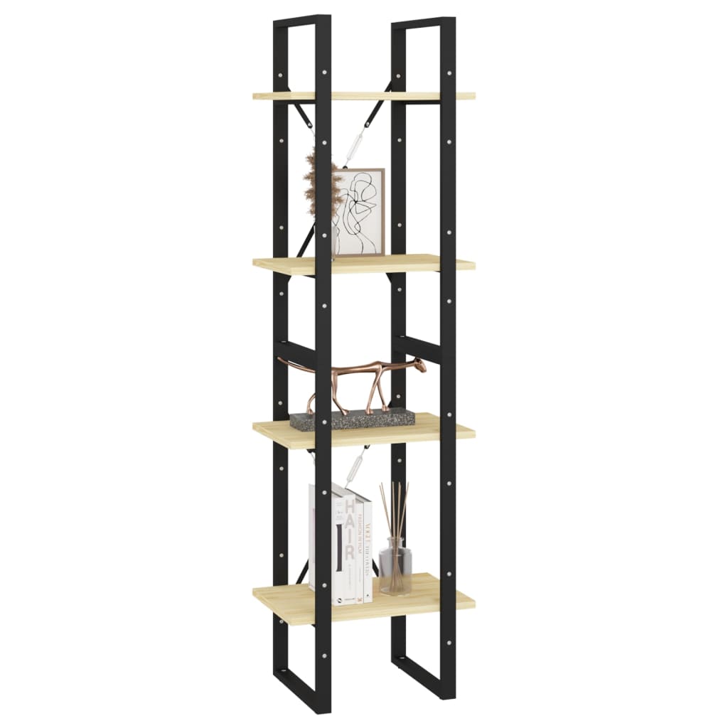 Βιβλιοθήκη με 4 Ράφια από Μασίφ Ξύλο Πεύκου 40x30x140 εκ.