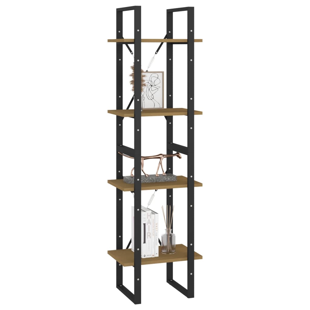 Βιβλιοθήκη με 4 Ράφια από Μασίφ Ξύλο Πεύκου 40x30x140 εκ.