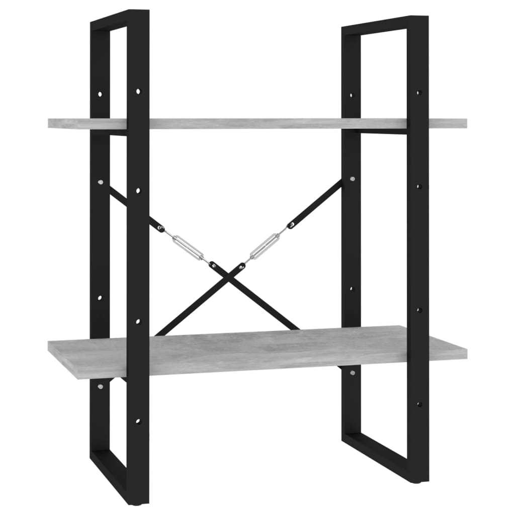 Βιβλιοθήκη με 2 Ράφια Γκρι Σκυρ. 60 x 30 x 70 εκ. Επεξ. Ξύλο