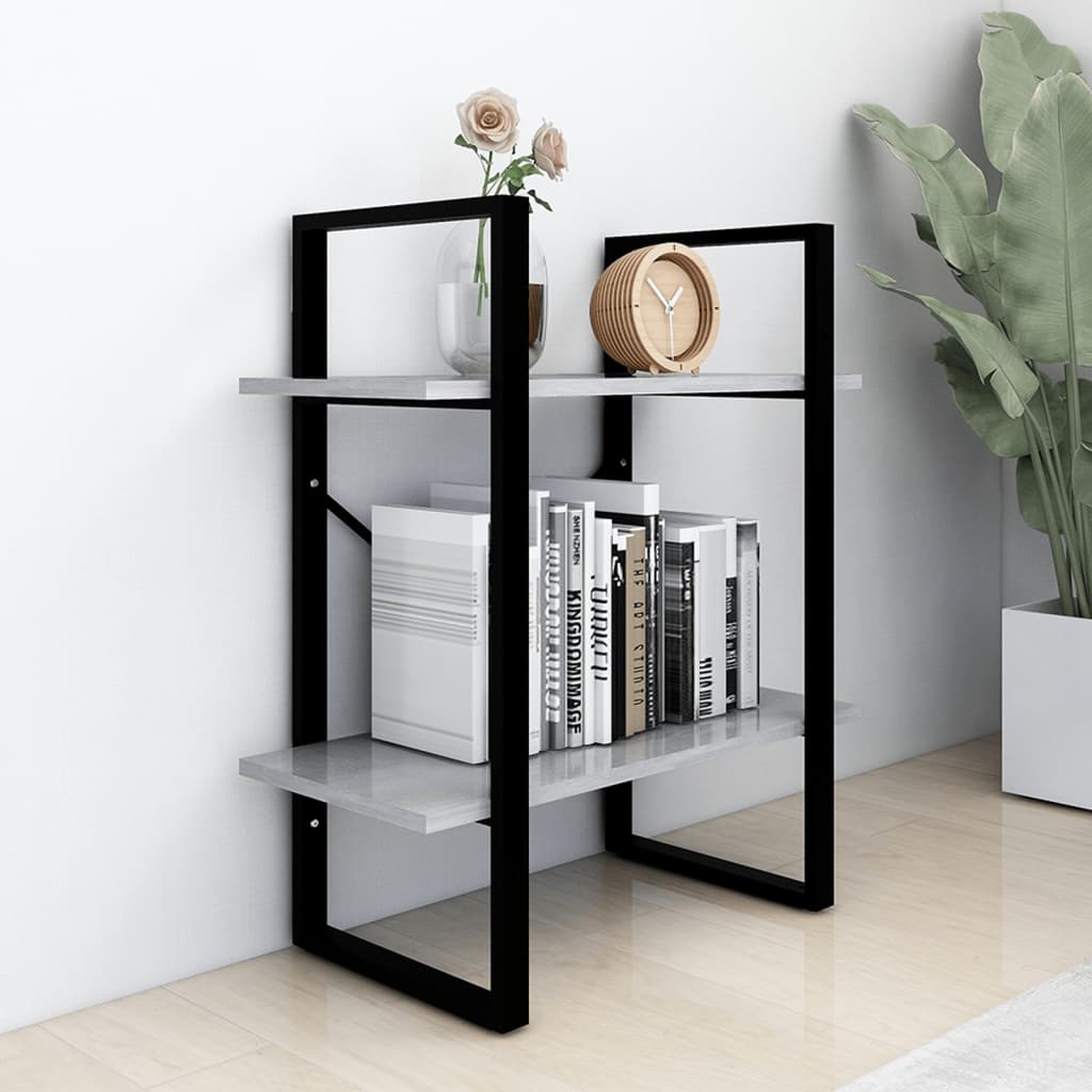 Βιβλιοθήκη με 2 Ράφια Γκρι Σκυρ. 60 x 30 x 70 εκ. Επεξ. Ξύλο