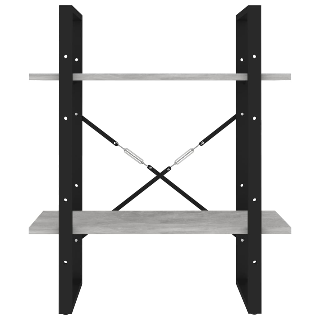 Βιβλιοθήκη με 2 Ράφια Γκρι Σκυρ. 60 x 30 x 70 εκ. Επεξ. Ξύλο