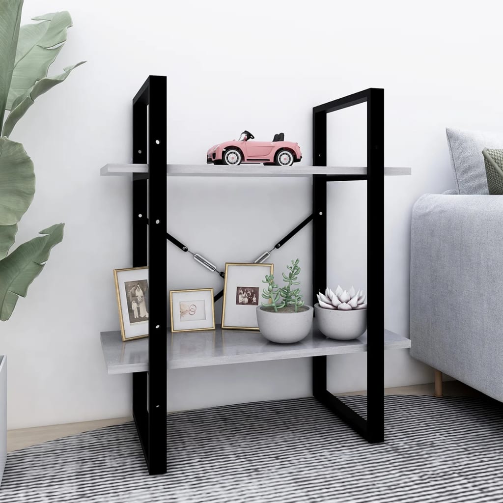 Βιβλιοθήκη με 2 Ράφια Γκρι Σκυρ. 60 x 30 x 70 εκ. Επεξ. Ξύλο