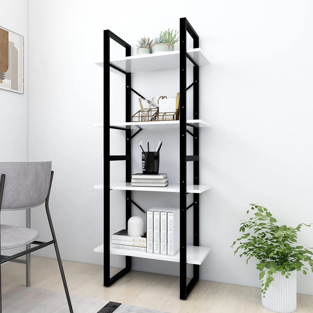 Βιβλιοθήκη με 4 Ράφια Λευκή 60 x 30 x 140 εκ. από Μοριοσανίδα