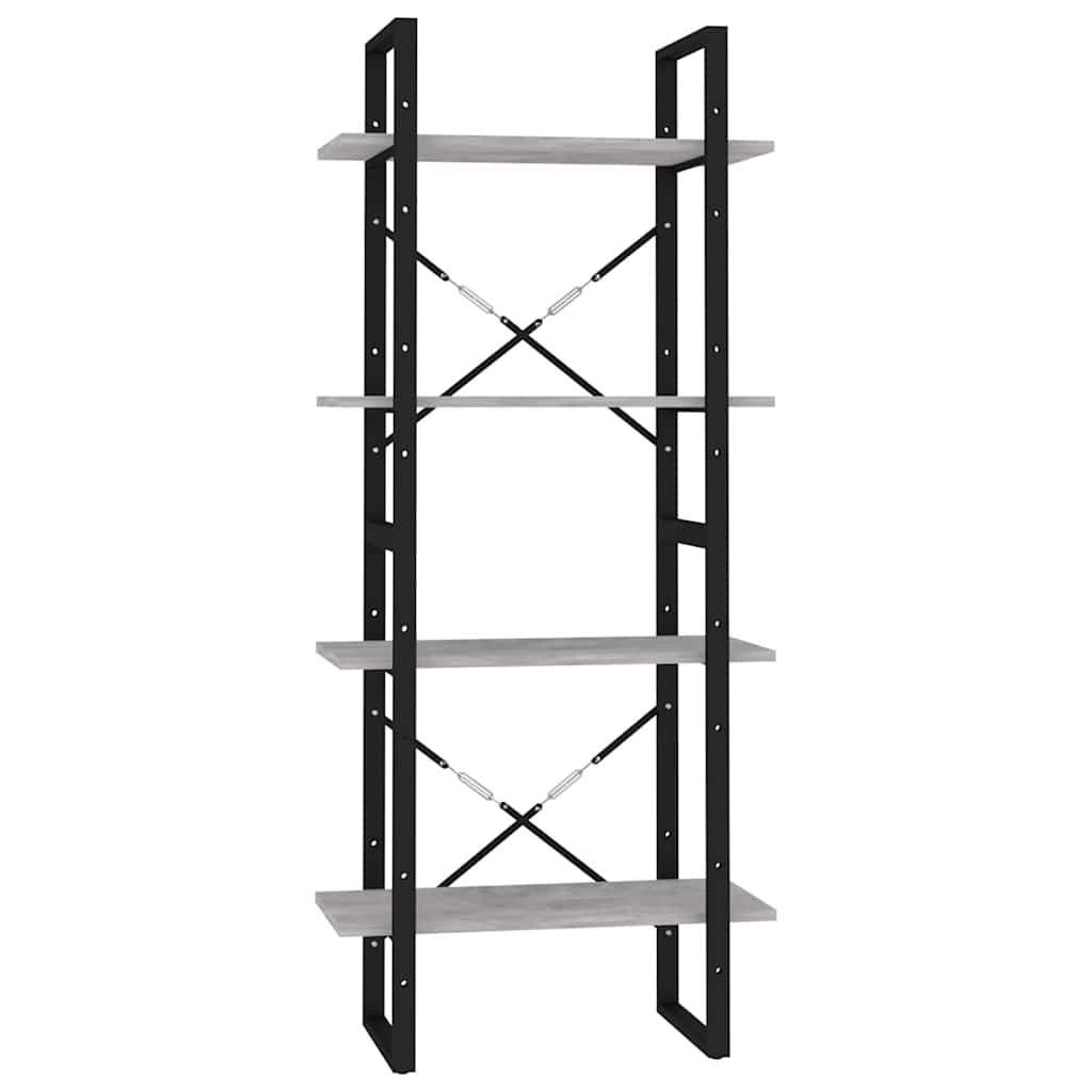 Βιβλιοθήκη με 4 Ράφια Γκρι Σκυροδέματος 60x30x140εκ Μοριοσανίδα