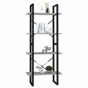 Βιβλιοθήκη με 4 Ράφια Γκρι Σκυροδέματος 60x30x140εκ Μοριοσανίδα
