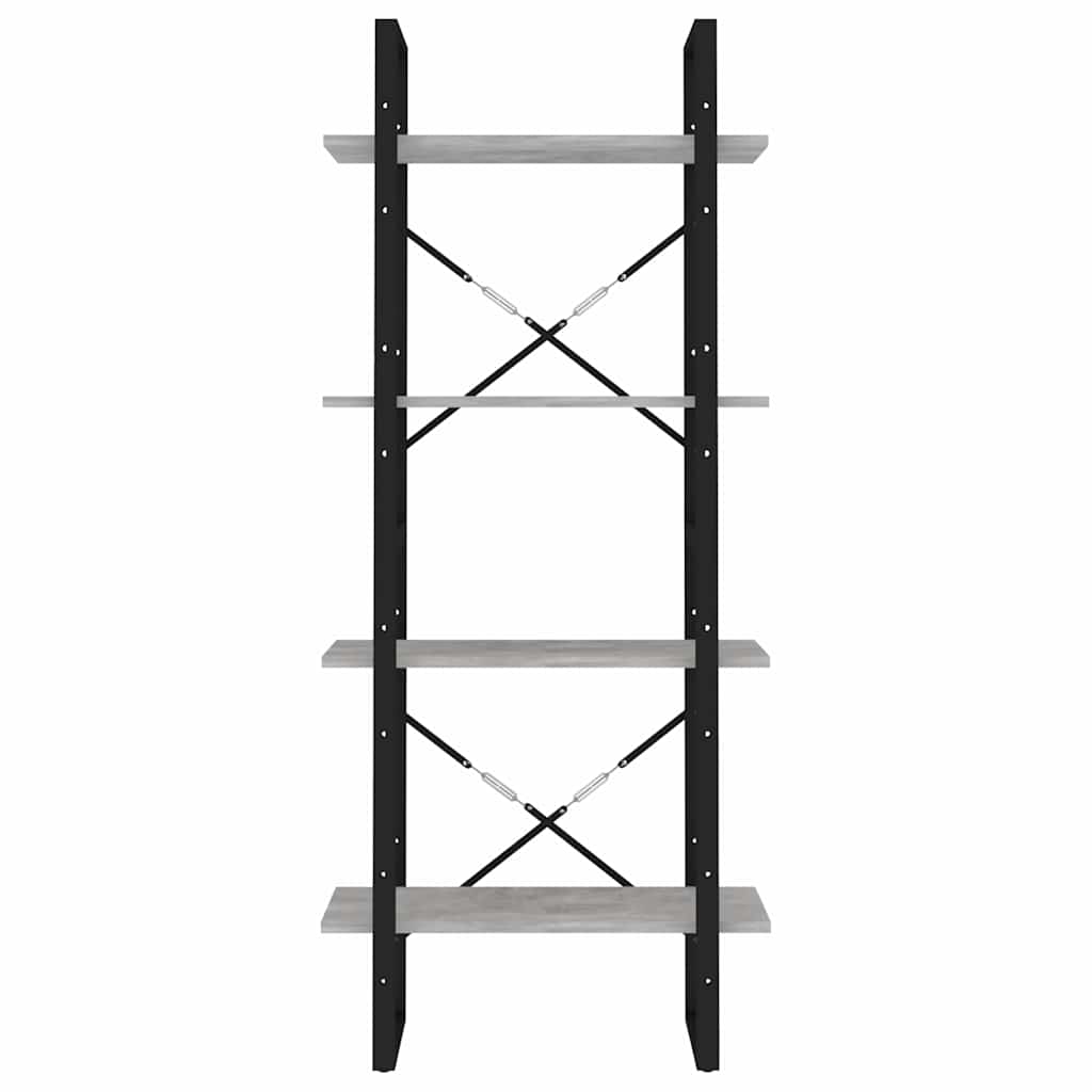 Βιβλιοθήκη με 4 Ράφια Γκρι Σκυροδέματος 60x30x140εκ Μοριοσανίδα